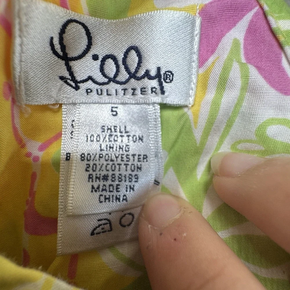 Vintage Lilly Pulitzer Girls Dress Size 5 Floral Tie Shoulder Sundress Cotton